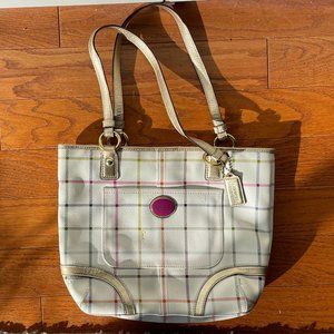 Coach Heritage Tattersall Tote - F19174 White Plaid